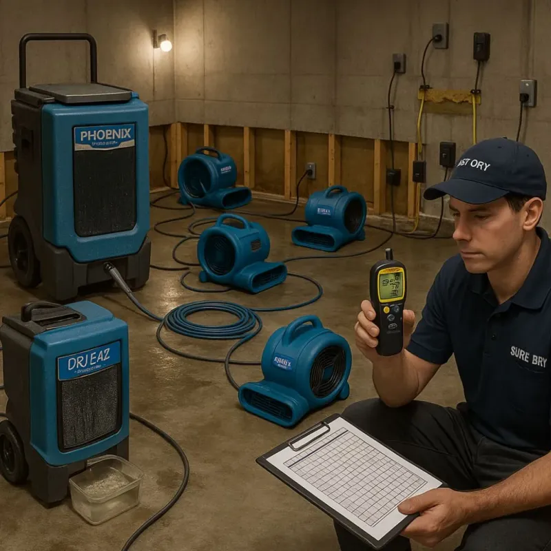 Structural Drying and Dehumidification process in Grass Lake, MI